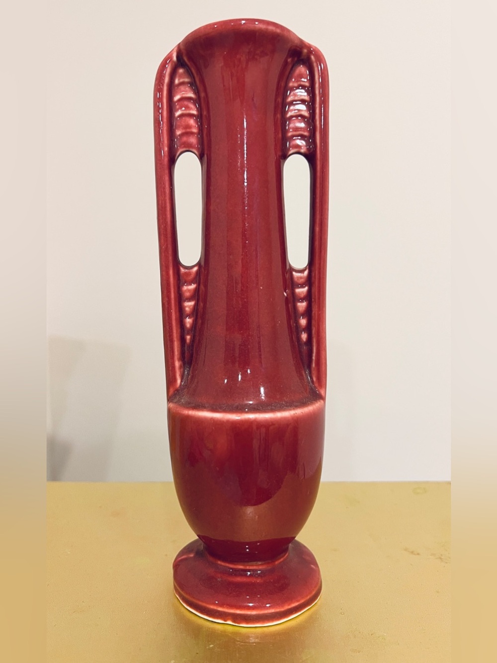 VTG 1940s SHAWNEE 8”H Pottery Bud Vase Stamp USA Sleek Art Deco Design